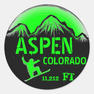 Aspen os adesivos de arte verdes em snowboard do C