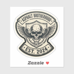 Asphalt Brotherhood MC Caveira Asas Adesivo Est 20