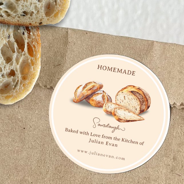 Assado com Amor Adesivo de Massa Fermentada Caseir (Baked with Love Homemade Sourdough Sticker)