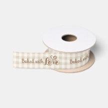Assado Com Amor Neutro Gingham Script Coração