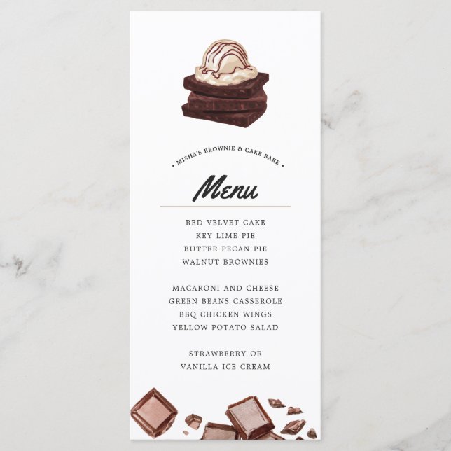 Assar Brownie e Bolo | Menu Temático (Frente)