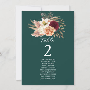 Assentos de Mesa Floral Esmeralda Bordô