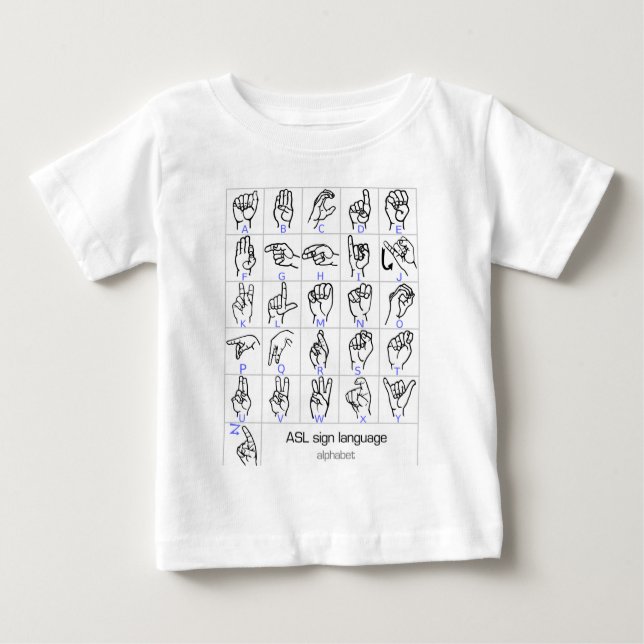 ASSINAR LANGUAGE ALPHABET camisa bebê (Frente)
