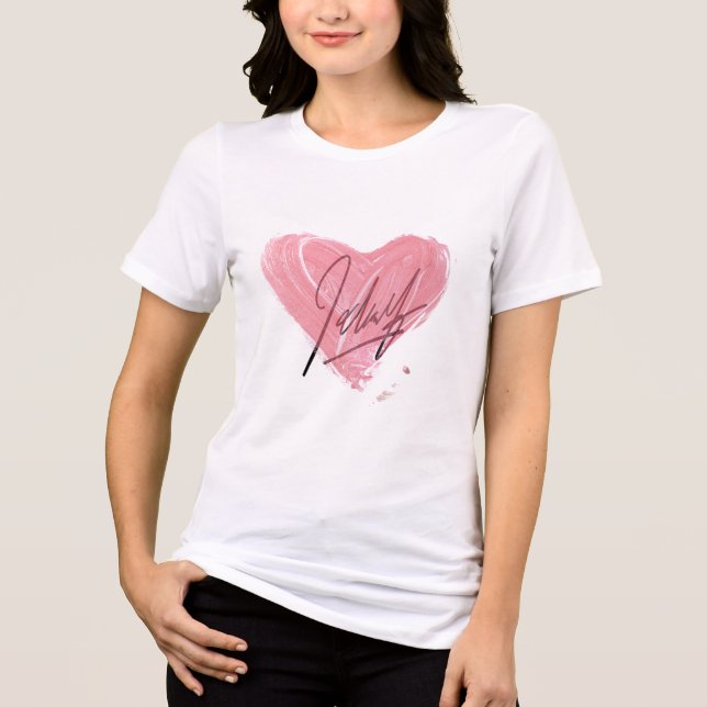 Assinatura cor-de-rosa de T-Shirt feminina (Frente)