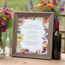 Assinatura de flor selvagem Menu Cocktail Poster