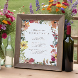 Assinatura de flor selvagem Menu Cocktail Poster