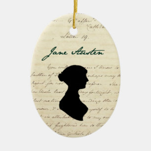Assinatura de Jane Austen & ornamento da silhueta
