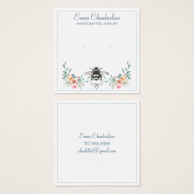 Assinatura de Script Personalizada de Bee Floral (Frente & Verso)