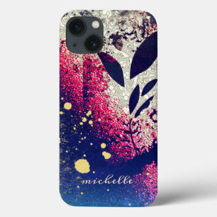 Assinatura Dourada Burgundy Botânica Sparkle Abstr