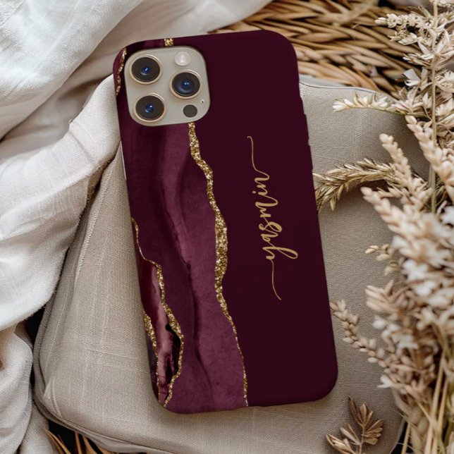Assinatura Personalizada Burgundy Gold Ágata (Criador carregado)