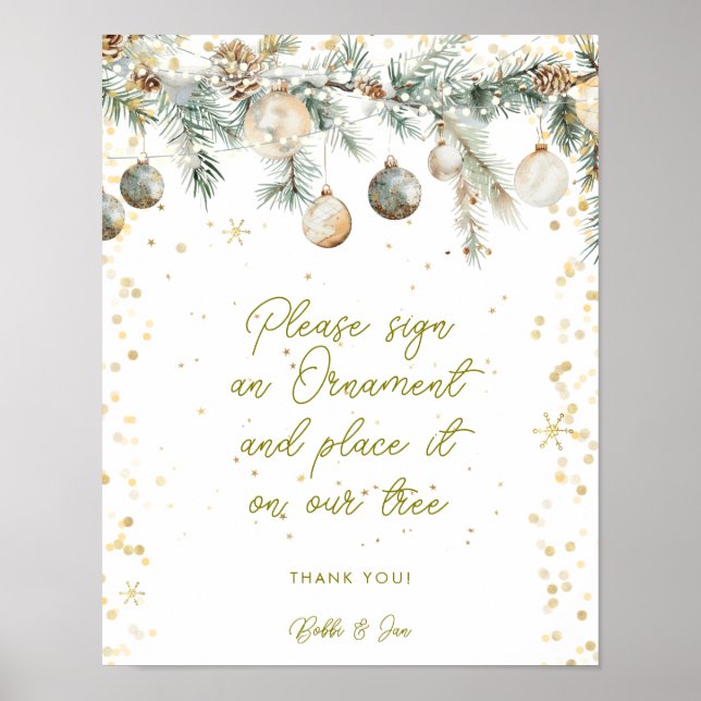 assine um poster de natal de natal de ornamento (Frente)