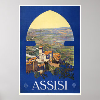 Assisi - Poster de viagens italiano Vintage