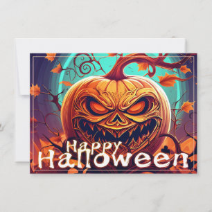 Assustador Olhando Pumpkin Laranja com Rosto, Hall