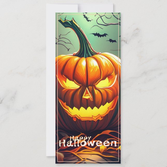 Assustador Olhando Pumpkin Laranja com Rosto, Hall (Frente)
