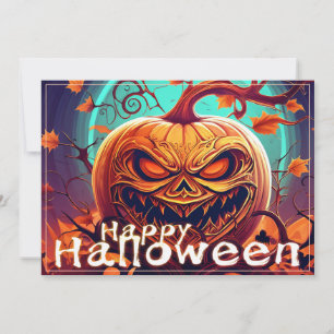 Assustador Olhando Pumpkin Laranja com Rosto, Hall