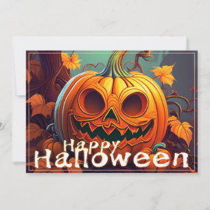 Assustador Olhando Pumpkin Laranja com Rosto, Hall