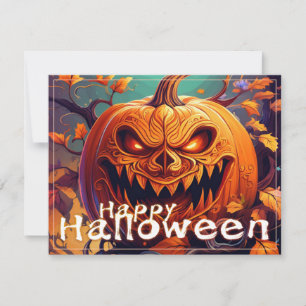 Assustador Olhando Pumpkin Laranja com Rosto, Hall