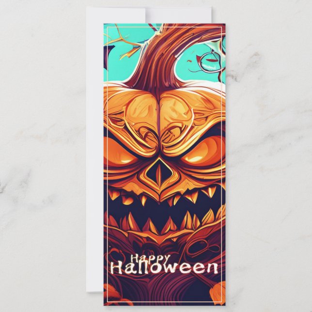 Assustador Olhando Pumpkin Laranja com Rosto, Hall (Frente)