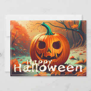 Assustador Olhando Pumpkin Laranja com Rosto, Hall