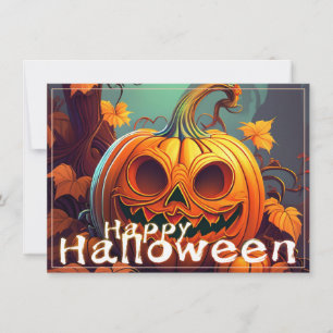 Assustador Olhando Pumpkin Laranja com Rosto, Hall