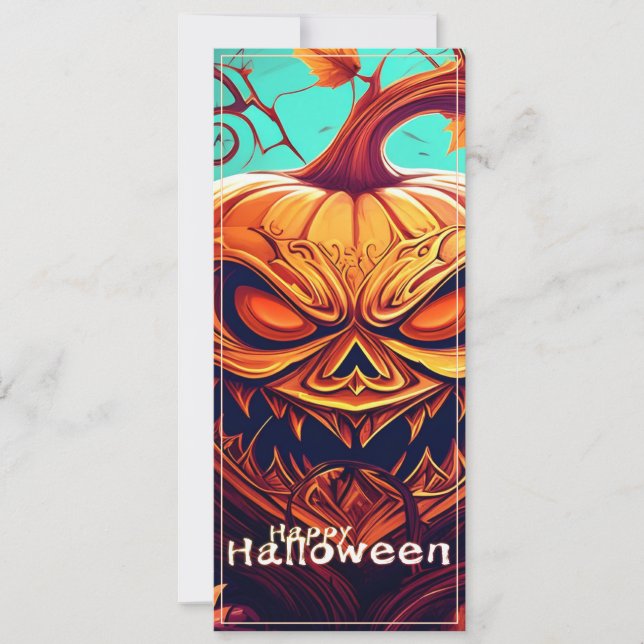 Assustador Olhando Pumpkin Laranja com Rosto, Hall (Frente)