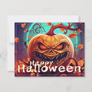 Assustador Olhando Pumpkin Laranja com Rosto, Hall