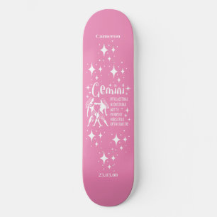 Astrologia Pink Skateboard com Símbolo Gemini