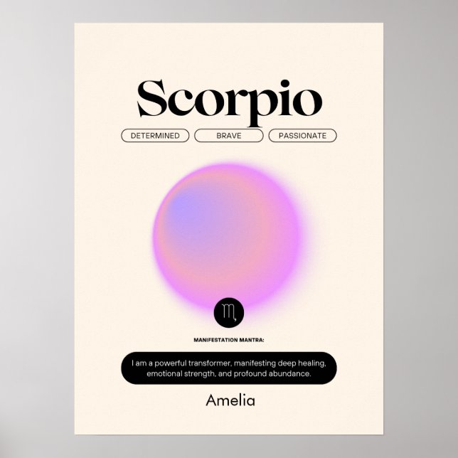 Astrologia Símbolo Zodiac Poster Scorpio (Frente)