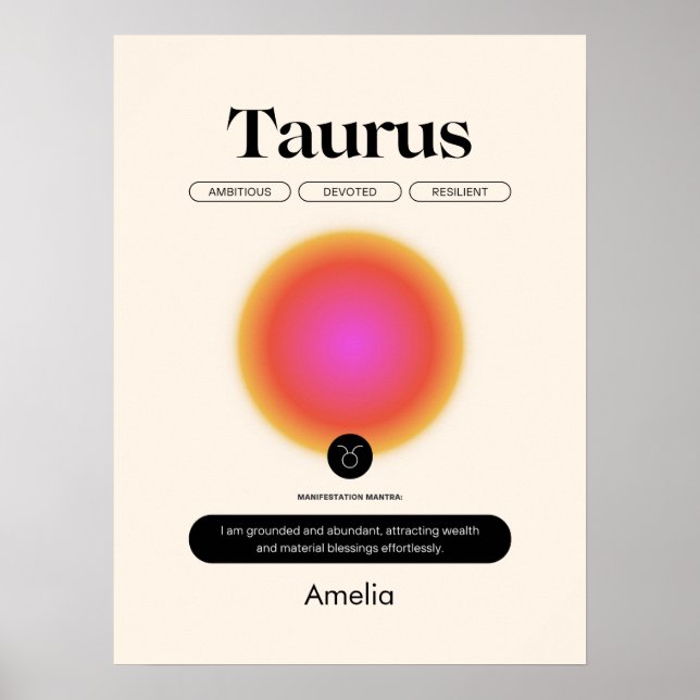 Astrologia Símbolo Zodiac Taurus Poster (Frente)