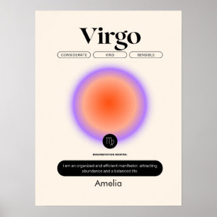 Astrologia Símbolo Zodiac Virgo Aniversário Poster