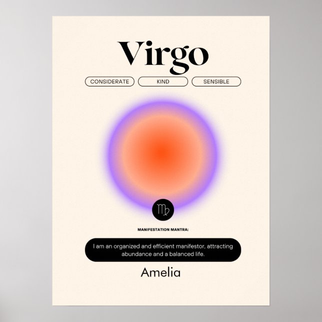 Astrologia Símbolo Zodiac Virgo Aniversário Poster (Frente)