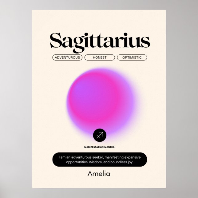 Astrologia Símbolo Zodíaco Sagitário Poster (Frente)