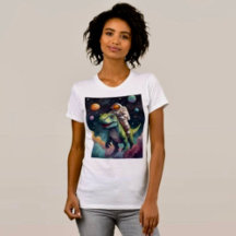 Astronaut em Dino no Espaço Camiseta