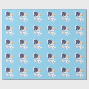Astronauta Azul Claro - Papel de Embrulho