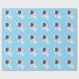 Astronauta Azul Claro - Papel de Embrulho