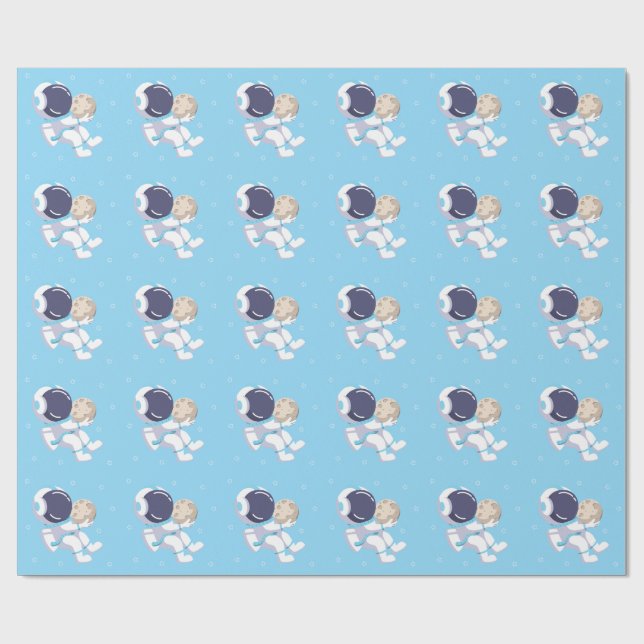 Astronauta Azul Claro - Papel de Embrulho (Aberto)
