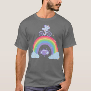 Astronauta Ciclando Boho Arco-Íris Premium T-Shirt