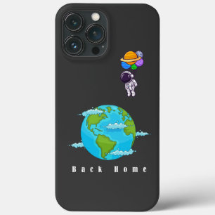 astronauta com balões aterrando terra