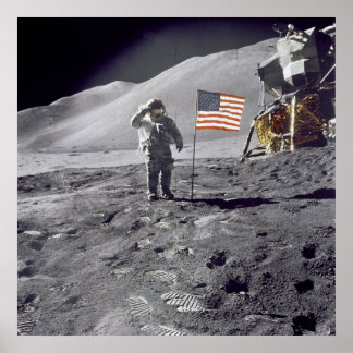 Astronauta David Scott Salutes Flag Poster