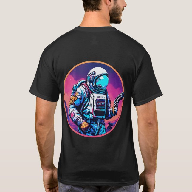 Astronauta de Ape com Arma em Camisa Holográfica M (Verso)