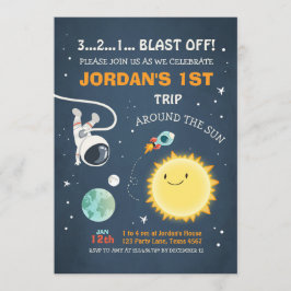 Astronauta de Foguete do Convite para Aniversário 