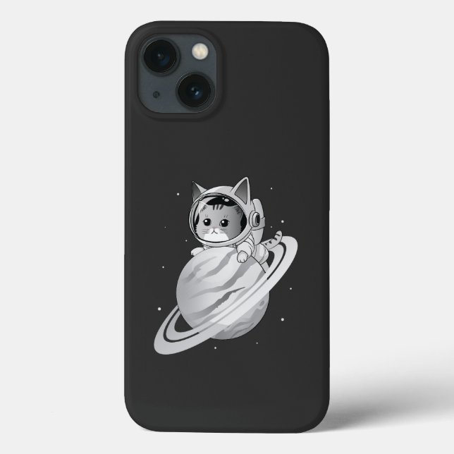 Astronauta de Gato Espacial com Planeta Saturno (Verso)