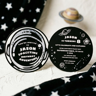 Astronauta do Espaço Branco Negro Convites de Aniv