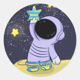 Astronauta em diferentes adesivos redondos de meia