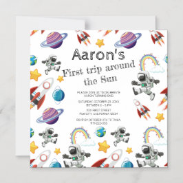 Astronauta Espacial Primeiro Convite de aniversári