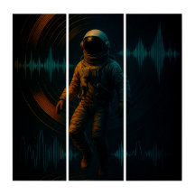 Astronauta Flutuante na Arte Sonora Glitchwave