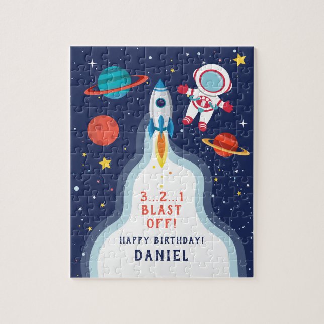 Astronauta Foguete Espacial Exterior Quebra-cabeça (Vertical)