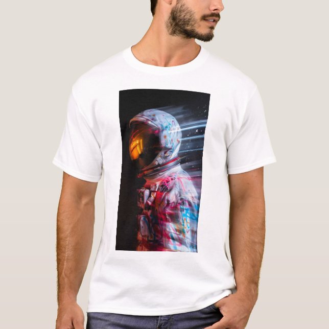 Astronauta futurística em Marte Movimenta T-Shirt (Frente)