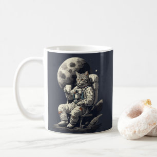 Astronauta Gato com Xícara de Café