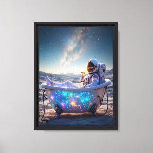 Astronauta na Canvas de Arte de Parede de Star Bat